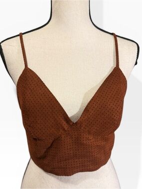 Brown Spaghetti Strap Crop Top
